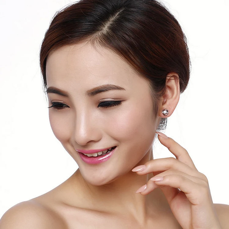 Hot Sale 100% 925 Sterling Silver Charm Shimmering Rose Petals Flower Stud Earrings CZ Woman Girl Holiday Gift | Украшения и