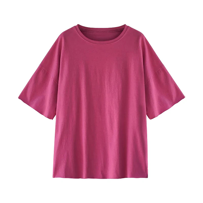 Женское платье с круглым вырезом однотонное длинное короткими рукавами в