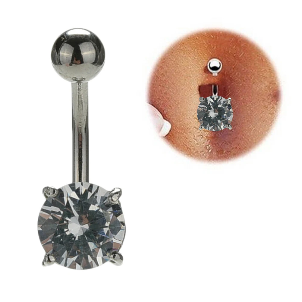 Стальной пупок пупка кольцо модный стиль 8 мм прозрачный хирургический пирсинг
