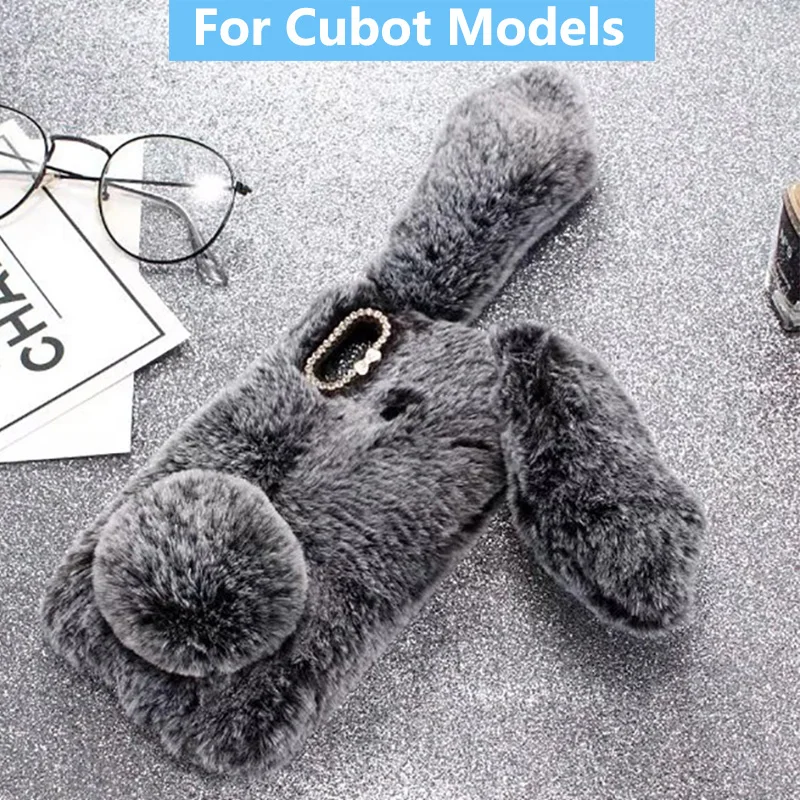Чехол плюшевый кролик для Cubot J3 Pro P20 R9 мягкий мех милый 3D заячьи уши TPU алмазный