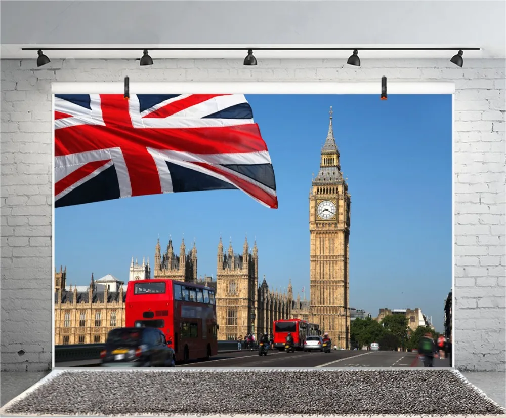 Laeacco London Street Big Ben Scenic Landmark Portrait Photography Background Customized Photographic Backdrops For Photo Studio |