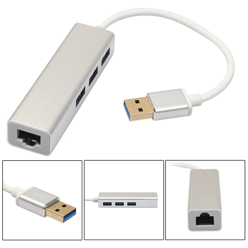Горячая USB к RJ45 проводной концентратор карт 3 порта адаптер алюминиевый сплав