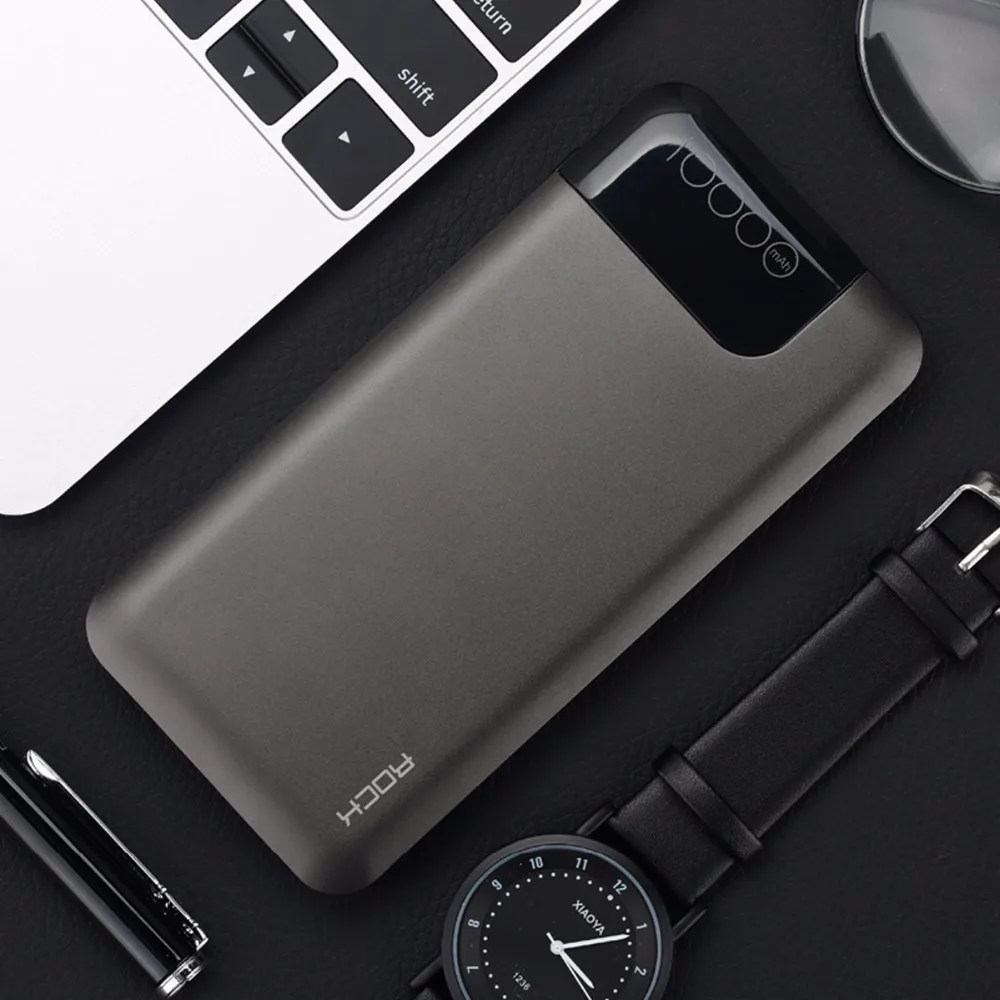 ROCK Quick Charge Power Bank 10000 мАч 5 В/9 В/12 В Смарт QC 3 0 Powerbank с цифровым дисплеем типа C