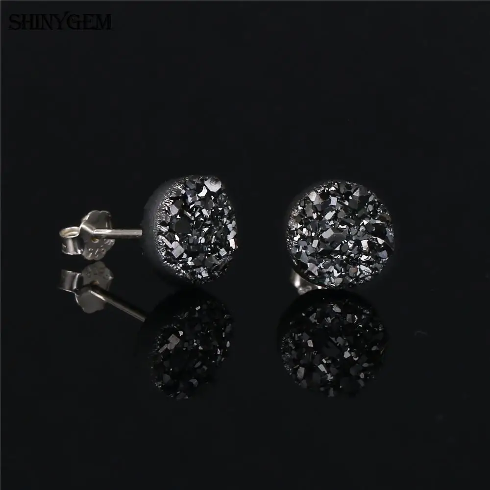 ShinyGem 4 мм круглые серьги со стразами трендовые серьги-гвоздики из натурального камня с кристаллами 925 пробы серебряные серьги-гвоздики для женщин