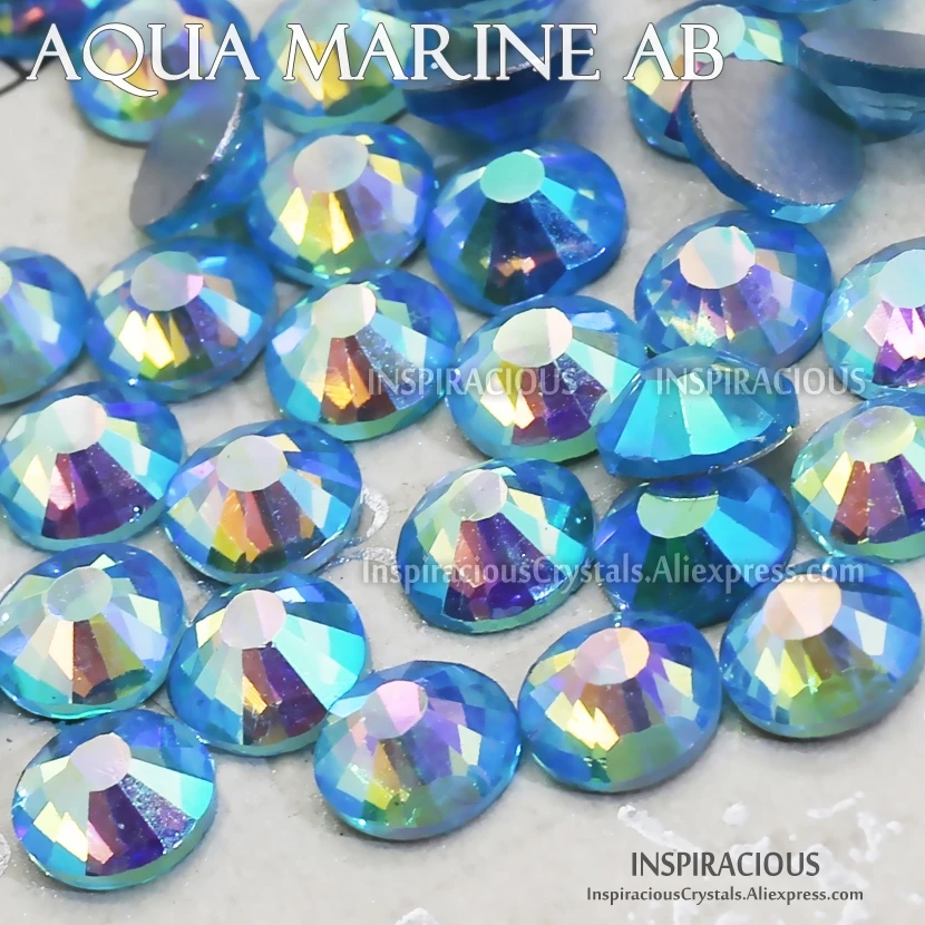 Aqua marine AB ss3-ss30 все размеры Стразы для украшения ногтей non Hot Fix Кристаллы блестит DIY