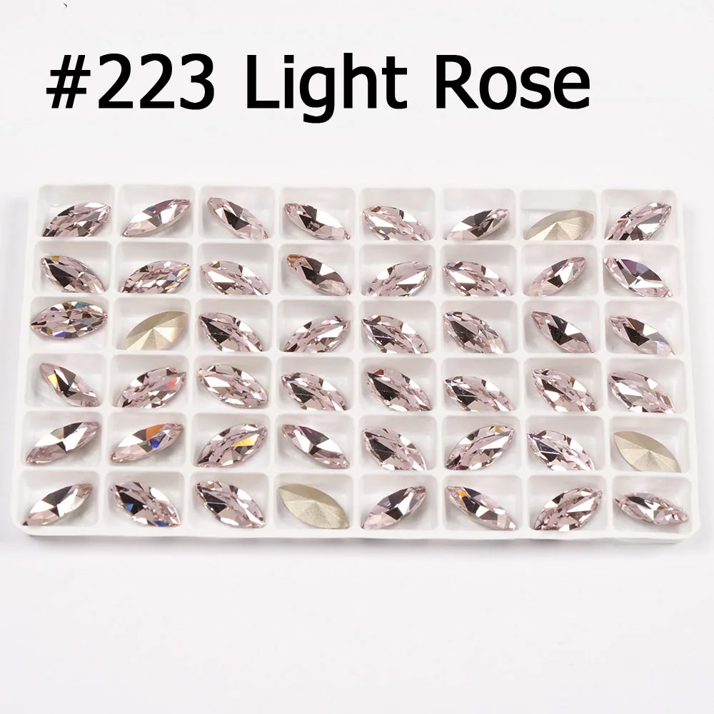 Light Rose Navette Стразы 14 цветов серебро золото установка K9 стекло Кристалл пришить горный хрусталь свадебное платье обувь сумки ювелирные изделия Diy отделка - Цвет: Light Rose