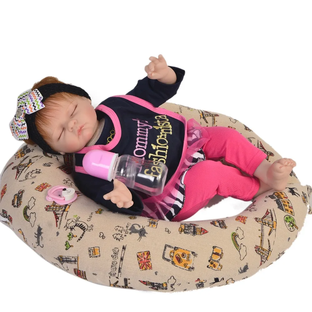 22inch baby Dolls reborn silicone toys infant Children Reborn Baby closed eyes babies for Kids Handmade Bonecas hot sale | Игрушки и