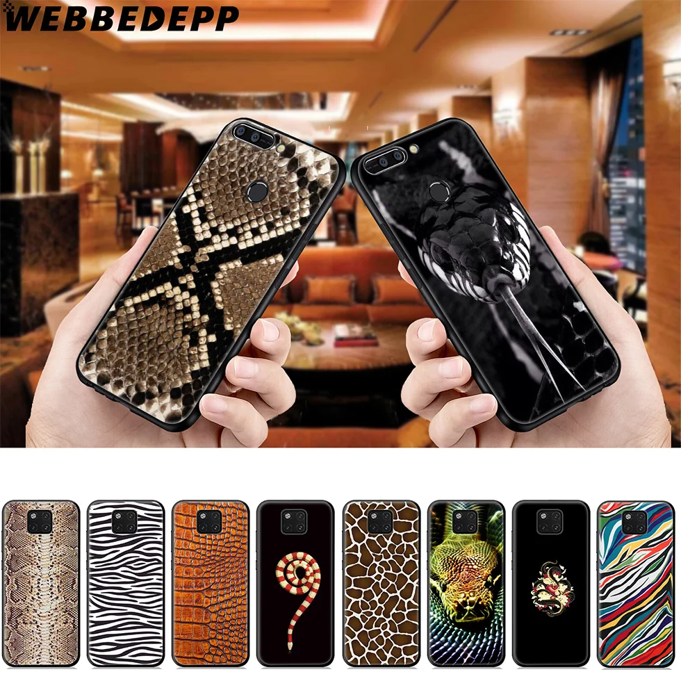 WEBBEDEPP Snake Skin Soft Case for Huawei Mate Honor 20 6A 7A 7C 7X 8 9 9X 10 View Lite Pro 30 |