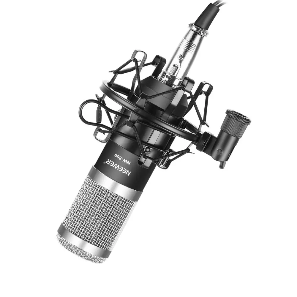 Neewer NW-800 конденсаторный микрофон (черный/серебристый) комплект с USB Звуковая карта