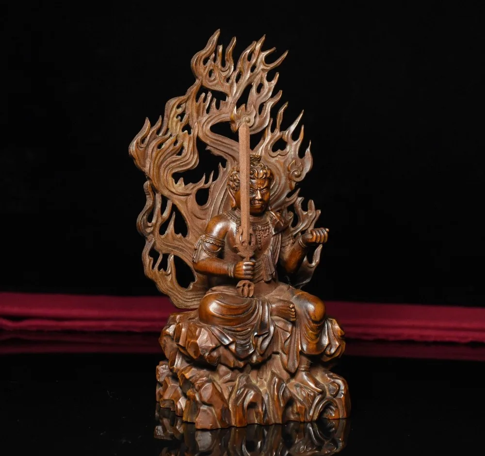 Рождество Китай Boxwood деревянный резной Fudo Myo o / Acalanatha протектор божество статуя
