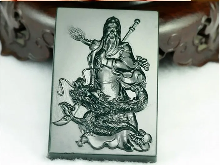 Натуральный нефрит тонкий sap зеленый Guan Yu изображение jadeite кулон ожерелье