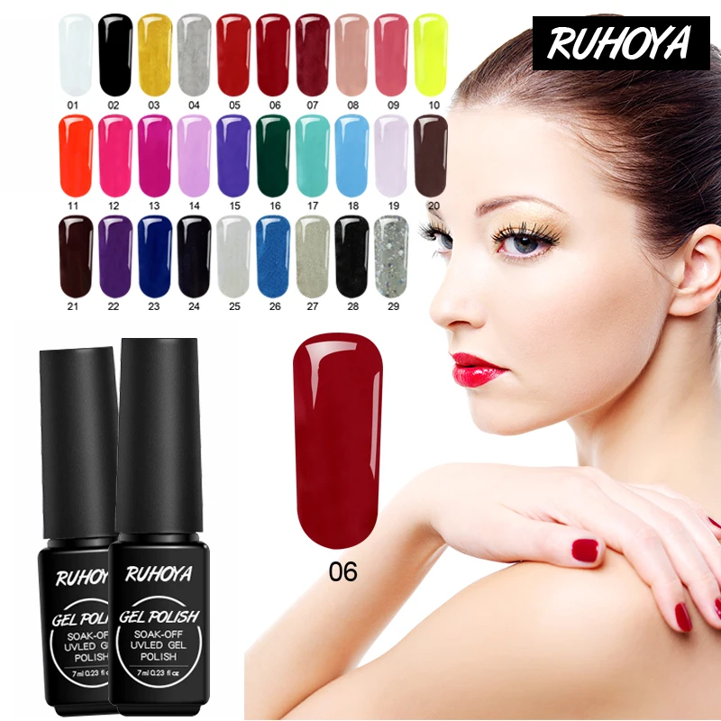 Ruhoya однородного цвета для ногтей художественный Гель лак полировки краски