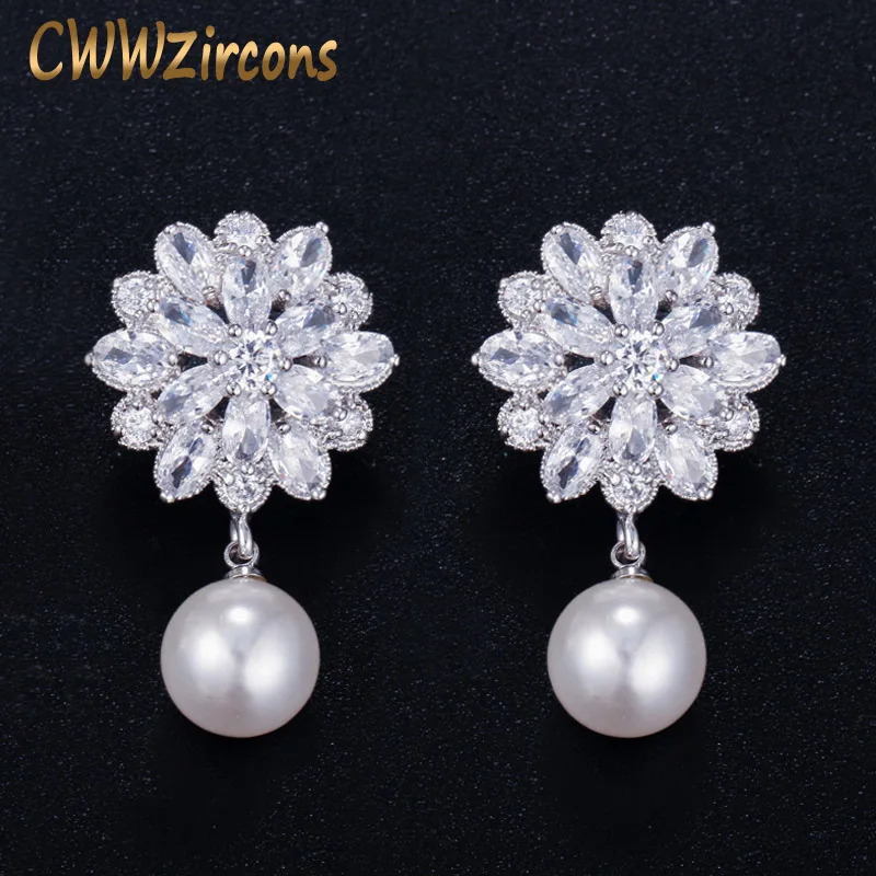 Женские серьги подвески с фианитами жемчугом|drop earrings|earrings designerearrings fashion |