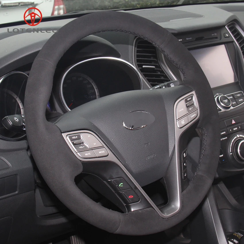 LQTENLEO черная замша DIY Вручную прошитый рулевого колеса автомобиля крышки для hyundai Santa Fe 2013- hyundai ix45