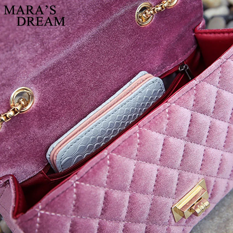 Mara's Dream 2018 женские кожаные сумки в клетку с цепочкой модный бархатный дневной