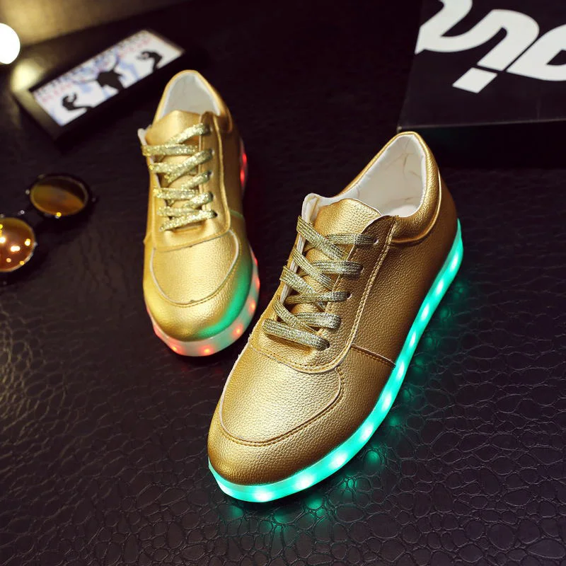 KRIATIV USB зарядное устройство tenis led enfant светильник кроссовки детские повседневные ботинки для мальчиков и девочек светящиеся кроссовки светящиеся Тапочки - Цвет: Gold