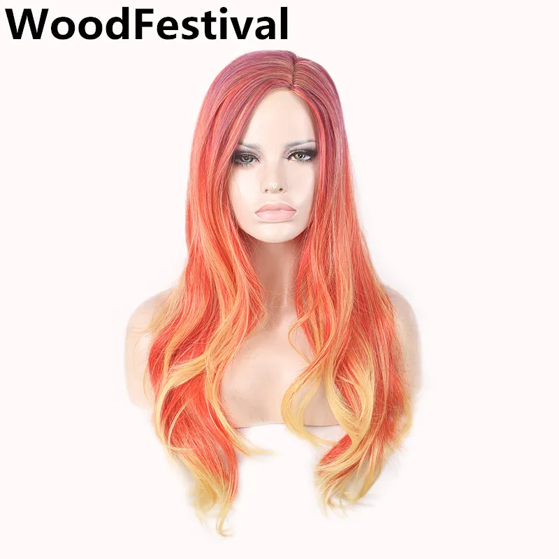 Разноцветный синтетический женский парик WoodFestival волнистые женские парики для