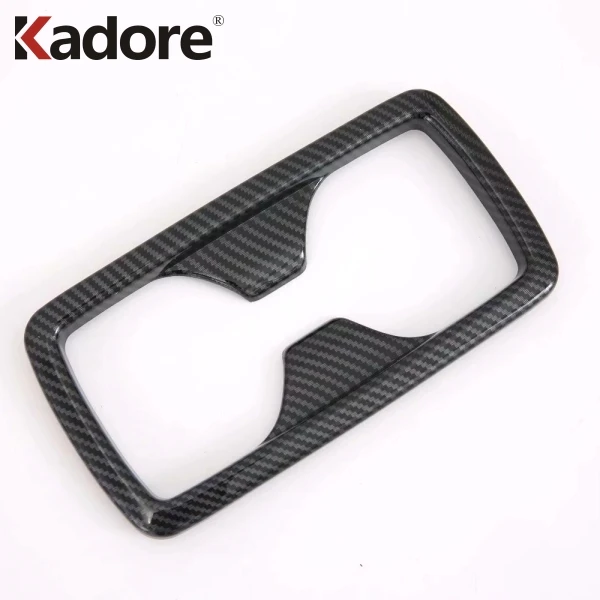 Carbon Fiber Plastic Для Toyota RAV4 RAV 4 аксессуары для интерьера углеродное волокно задняя крышка Держатель для стакана воды панель декоративная отделка автомобиля Наклейка - Название цвета: Carbon Fiber Plastic
