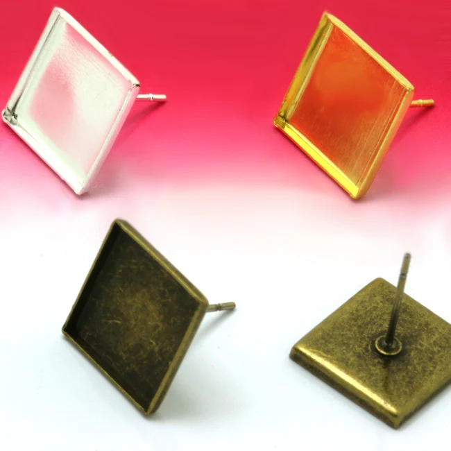 Пустая основа для сережек-гвоздиков с кабошоном 12 мм 20 шт./лот | Украшения и