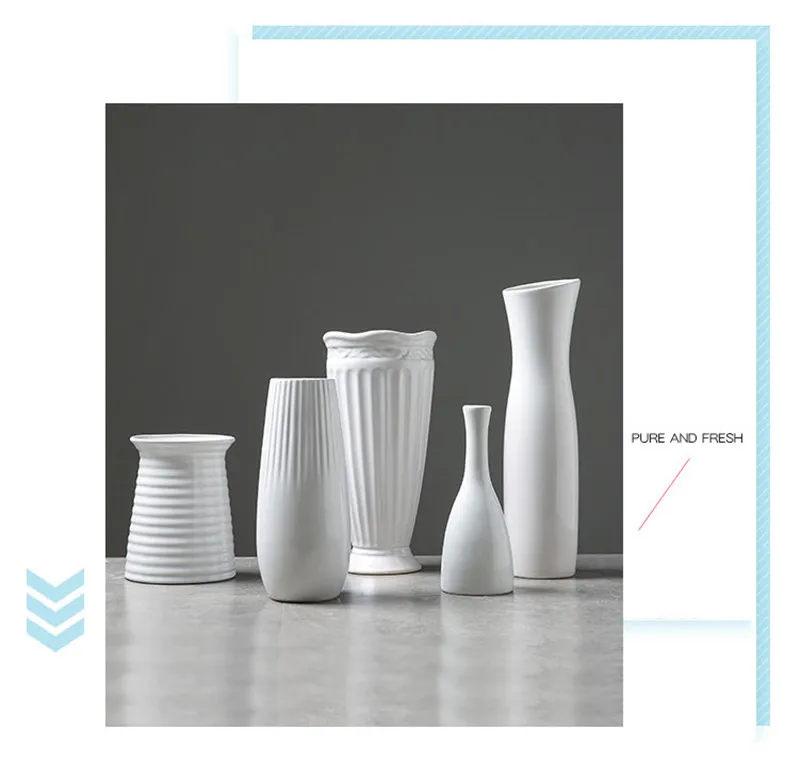 Однотонная белая керамическая ваза домашние декоративные цветочные горшки