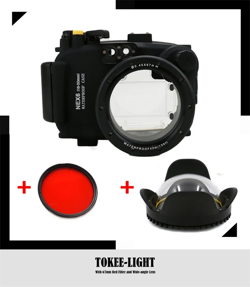 Подводный чехол для дайвинга Sony NEX-5R 16-50 мм NEX-6 18-55 камера с красным фильтром 67 +