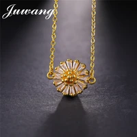 juwang sun flower cubic zirconia charm necklace for woman girl fashion adjustable chain necklace for women party gift