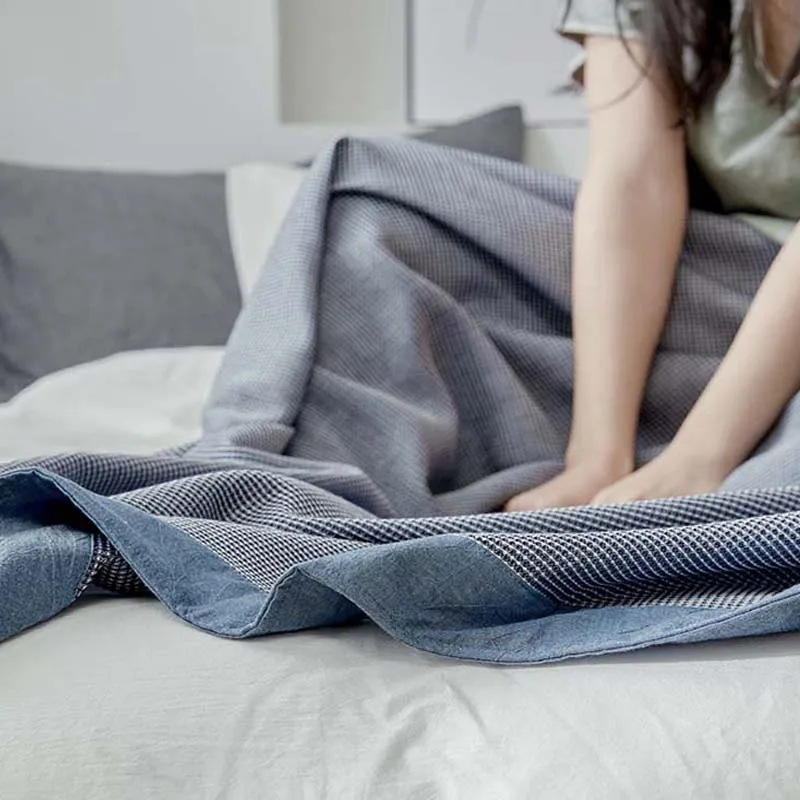 Soft Premium Cotton Thermal Throw Blanket Cozy Bedding Coverlet- Perfect for Layering any Bed Sofa Car Lightweight Breathable
