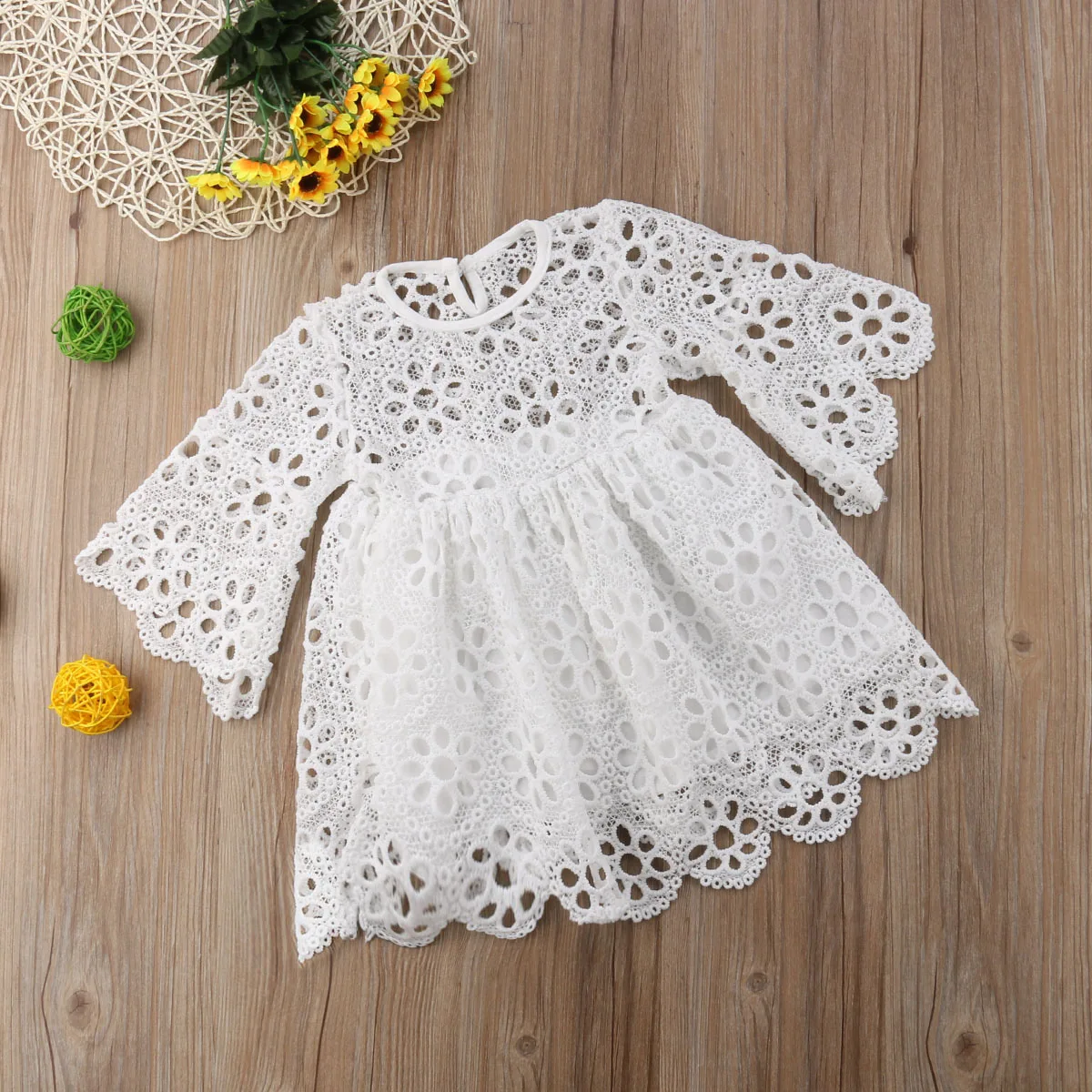 Family Matching Ouftis Mother &amp Daughter Long Sleeve Hallow Out White Dress Party Wedding Holiday Prom Dresses | Мать и ребенок
