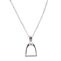 2018 new 100 925 sterling silver high polish top quality silver iron stirrup horse style pendants equestrian necklace