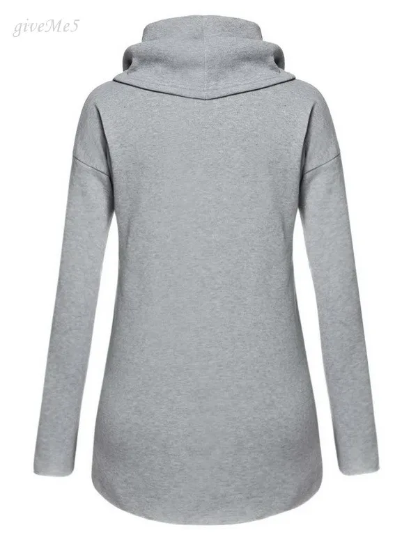 Зимние женские модные толстовки с длинным рукавом высоким воротом Необычные