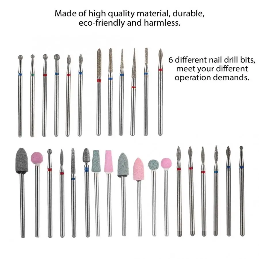 6pcs Nail Drill Bits File Grinding Head Set Electric Manicure Pedicure Nails Tools Clean Machine Accessories | Красота и здоровье