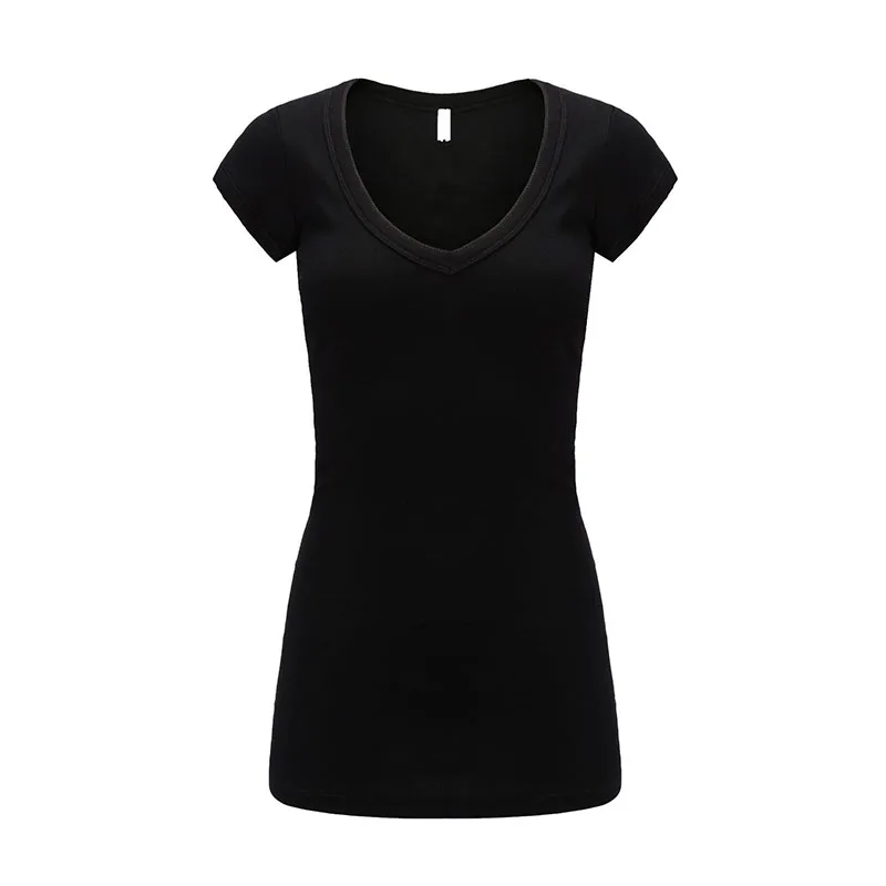 Футболка женская эластичная с коротким рукавом и v образным вырезом|Футболки| |
