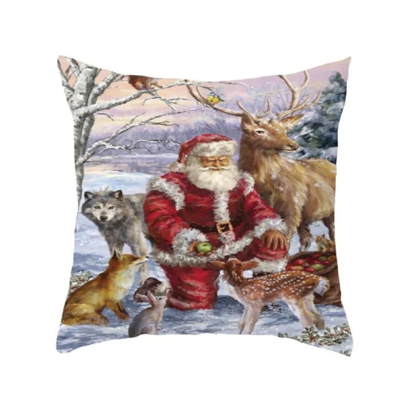 45x45cm High Quality Cotton Line Pillow Case Christmas Snowman Printing Dyeing Bed Home Decor Cushion Cover | Дом и сад