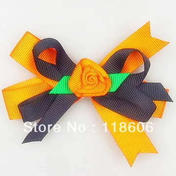 Оптовая продажа 200 шт. оранжевый бант для волос в стиле бутика на день Хэллоуина