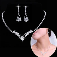 rinhoo fashion necklace earrings jewelry sets silver color crystal rhinestones wedding engagement bride jewelry for women sets