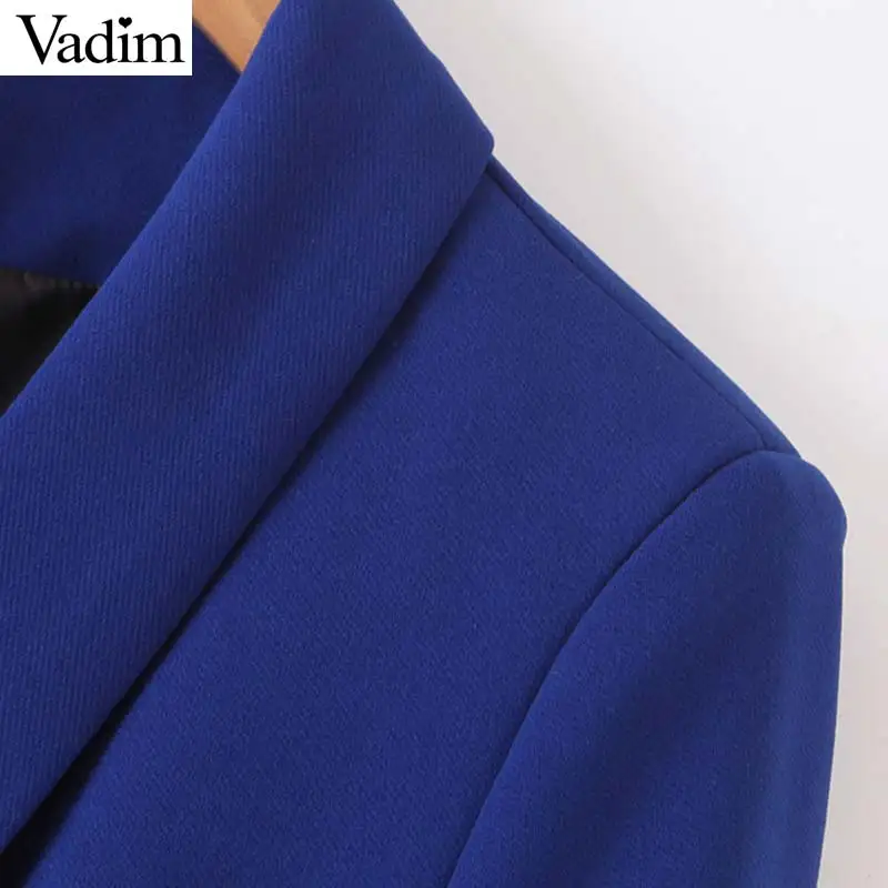 Vadim женский деловой синий Блейзер двубортный с карманами сзади Сплит длинным