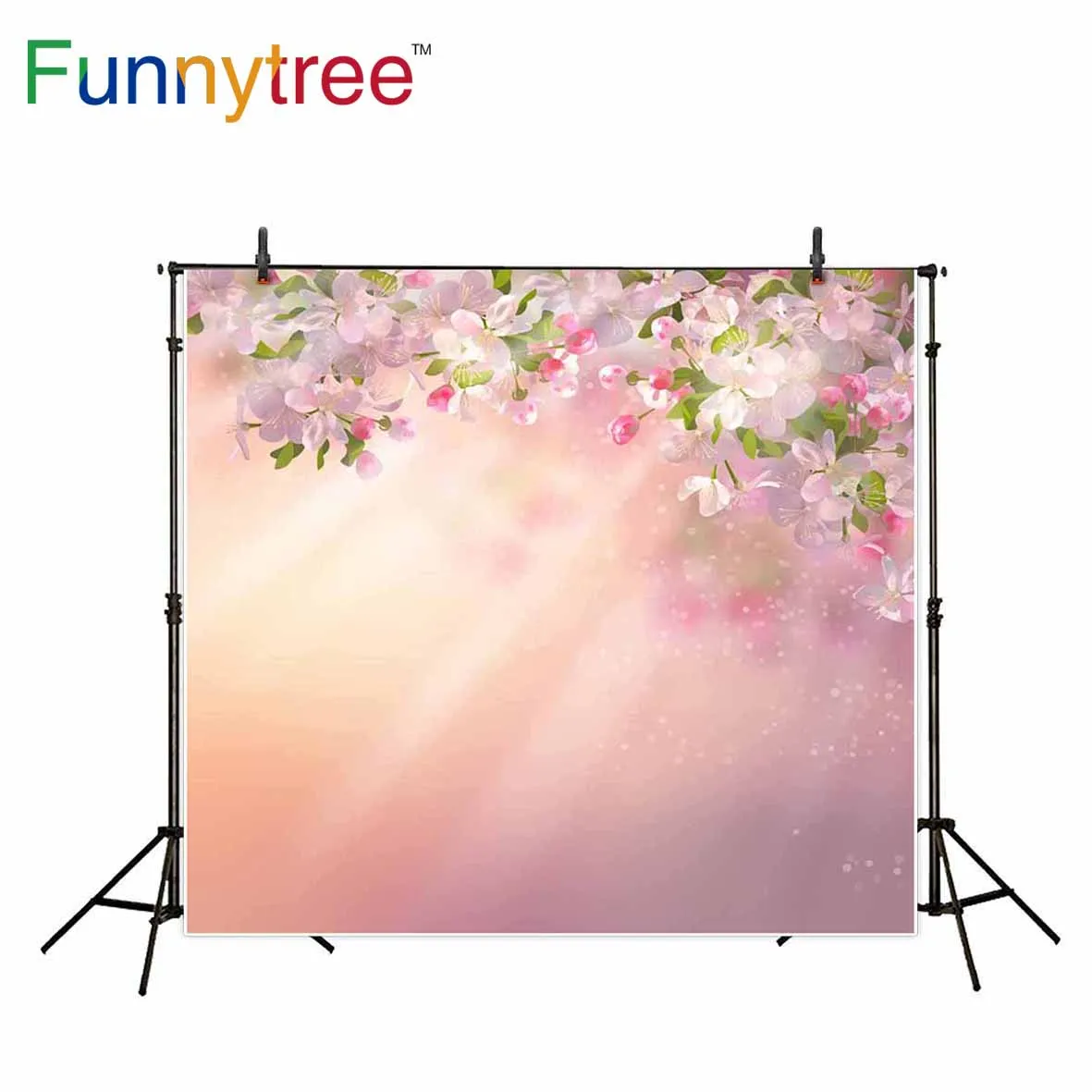 

Funnytree backdrop for photographic studio flower cherry blossom pink spring halo bokeh background photocall photobooth