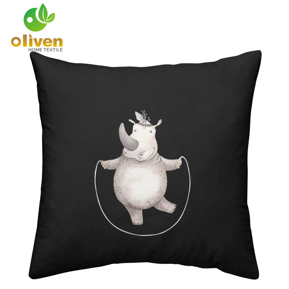 Милый чехол для подушки Koala Rabbit Rhinoceros детская квадратная наволочка с животным