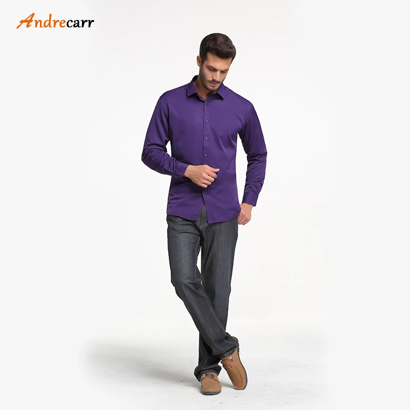 Andrecarr Черная Мужская рубашка благородный темперамент camisa social pure flannel зима