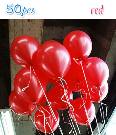 red 50pcs 50 шт./лот Свадебные Воздушные шарики черный 10 дюймов Латекс утолщение воздушные шары мяч шарики для вечеринок детские игрушки ребенок жемчужина воздушные шары для дня рождения - Цвет: red 50pcs