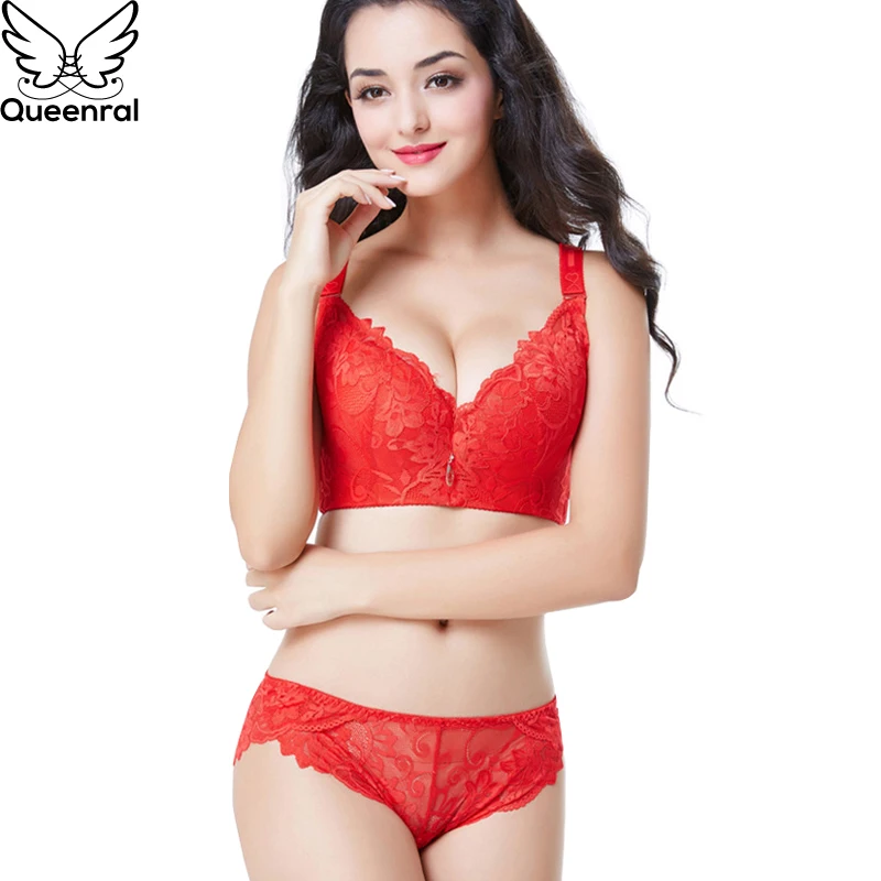 Queenral Push Up комплект нижнего белья для Для женщин бюстгальтер Sexy кружева CDE чашки