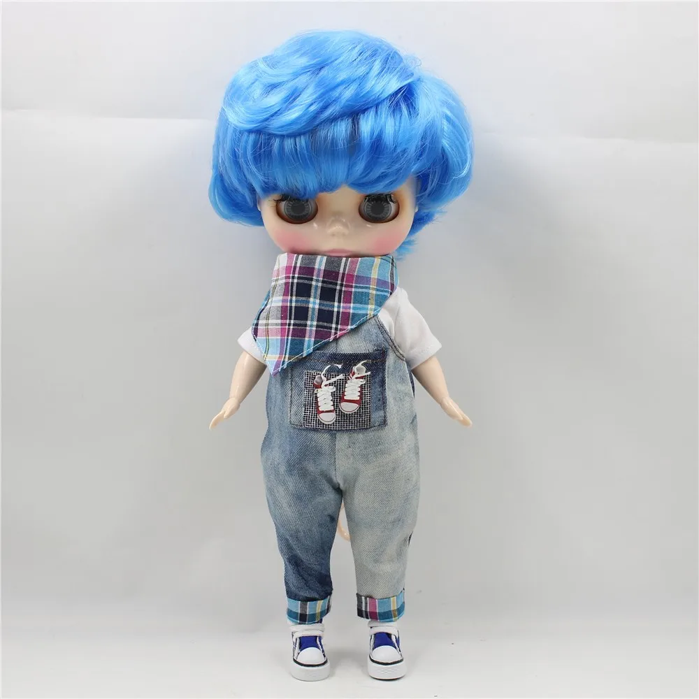 Ледяной DBS Blyth кукла 1/6 30 см синий короткий волос Блестящий лицо Жир Тела