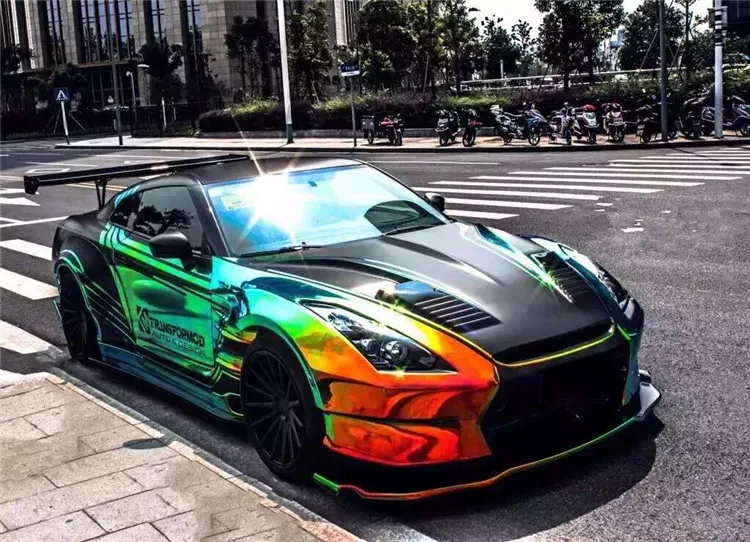 Цветная пленка 30x138 см радужная голографическая радужные хромированные