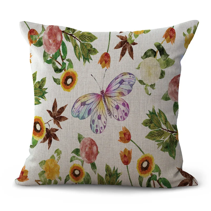 Декоративная Подушка Чехол бабочка Цвет живопись 17 5 дюймов хлопок из льна для