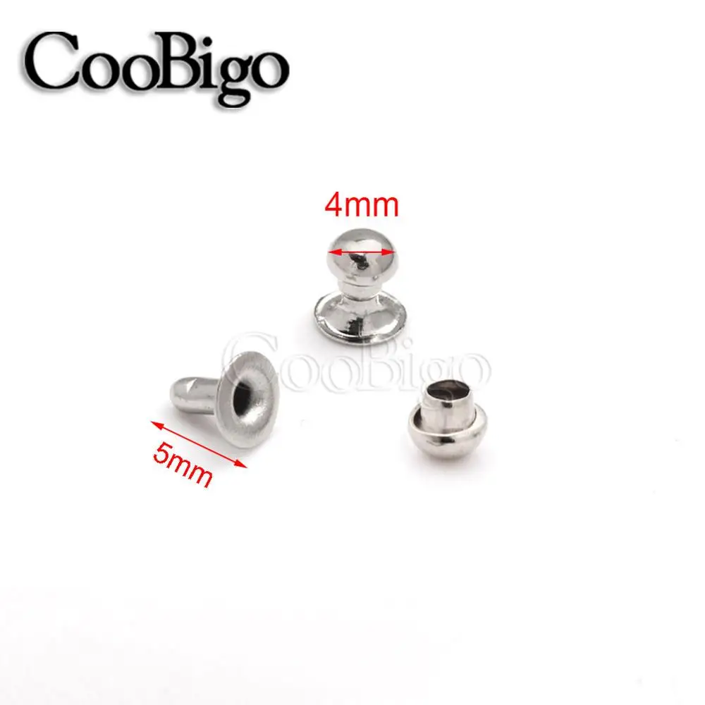 4mm Silver 100 наборов гриб двойная заклепка 4 мм~ 10 мм круглый шип для панк-рок Кожа ремесло одежда DIY Швейные аксессуары - Цвет: 4mm Silver