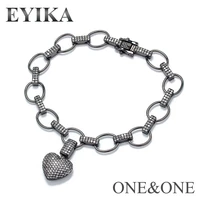 eyika newest love heart charm bracelet fashion filled blackwhite aaa cubic zirconia designer bangles for women luxury jewelry