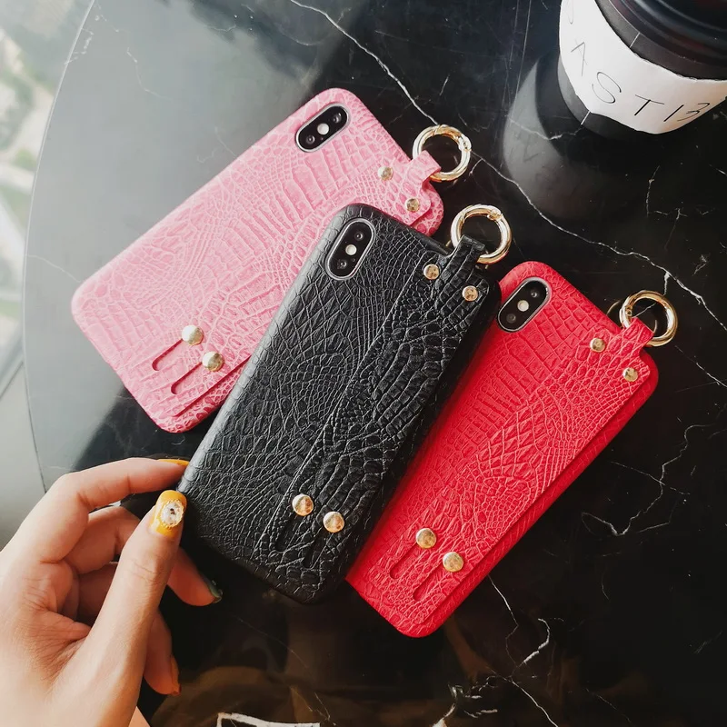 With Wrist chain Cases For iPhone XS MAX XR 6 6s 7 8 Plus X Case Cover Soft PU Leather Phone Protector Funda Coque Fundas |