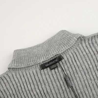 HDY Haoduoyi Gray V Neck Choker Female Pullover Casual Autumn Flare Sleeve Women Sweaters Vintage Sexy Basic Sweater | Женская одежда