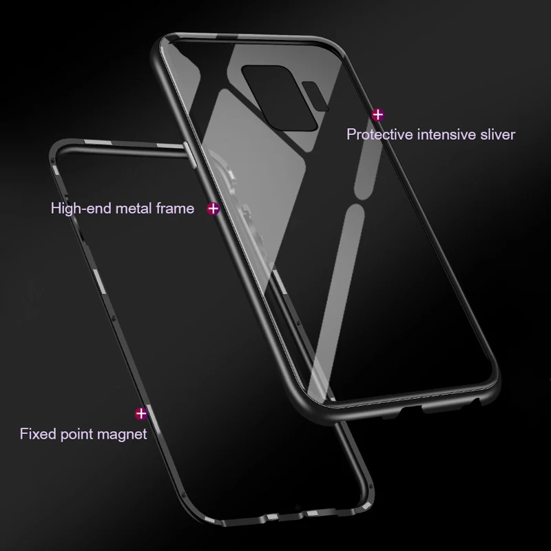 Металлический магнитный чехол для samsung Galaxy A50 A70 A30 A20 A10 A60 чехлы с закаленным стеклом для samsung A6 J6 J4 Plus A9 A7 A8
