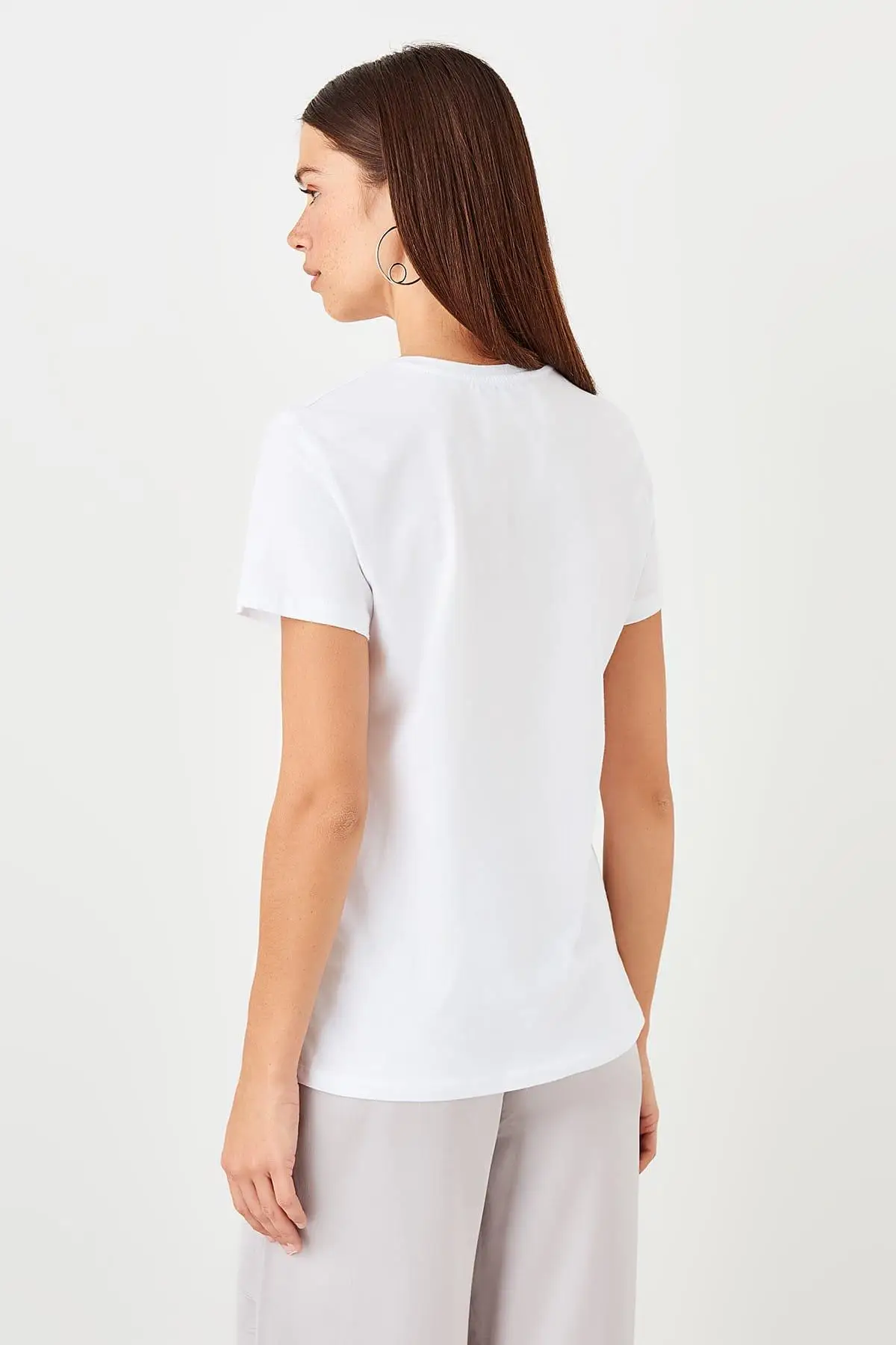 Trendyol белые вышитые Базовые Трикотажные футболки TWOSS19TS0211 | Женская одежда
